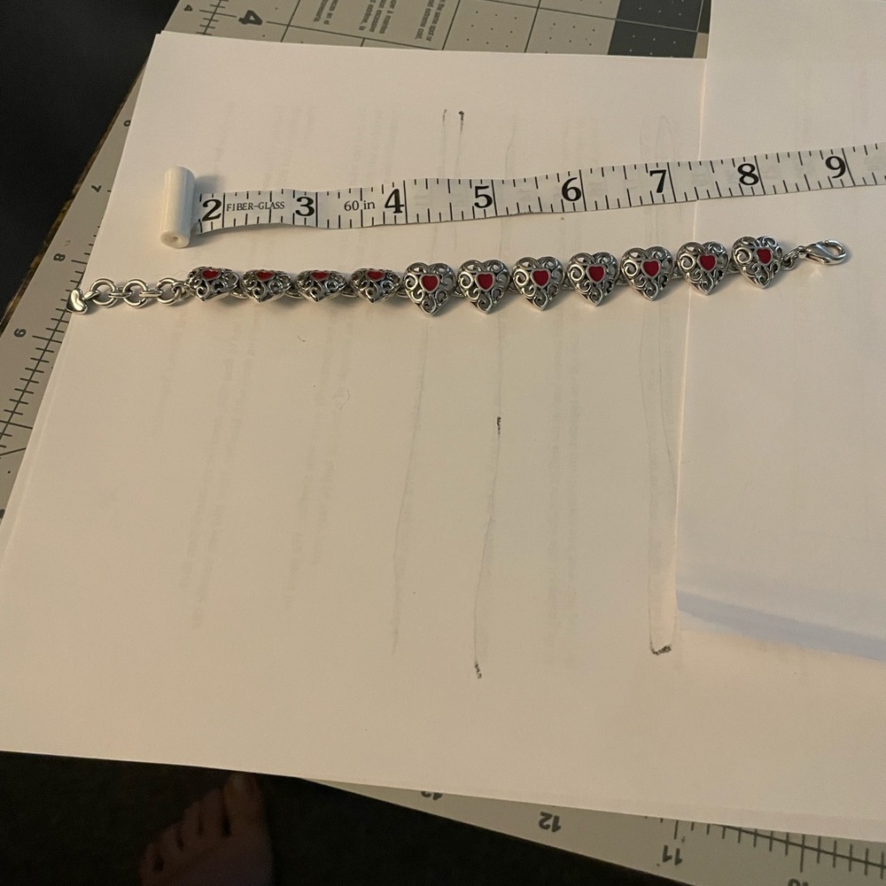 Premier Silver and Red Heart Bracelet